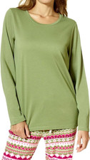 HUE Long Sleeve Crewneck Pajama Top Loden Green Women's Size L