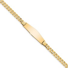 14k Yellow Gold Solid Plate Curb Link Chain Soft 24.5x7.5mm Plate ID Bracelet 7"