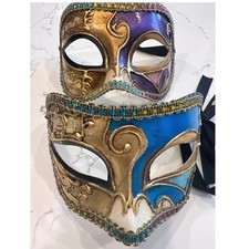 Original Venezia Hand Painted Made in Italy Venetian Masquerade Mask Set 2 Music