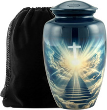 Heaven Urn with Velvet Bag, Cross Urns for Human Ashes Adult, Memorial Decorativ