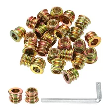 10 Pcs Threaded Insert for Wood, 1/4" - 20 Threaded Studs 10mm Length, Gold