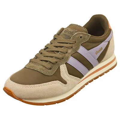 Gola Daytona Chute Womens Fashion Trainers in Khaki Bone Lavender - 6 UK