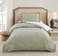 Modern Heirloom 2pc Twin/Twin XL Floral Ruffle Comforter Bedding Set NEW