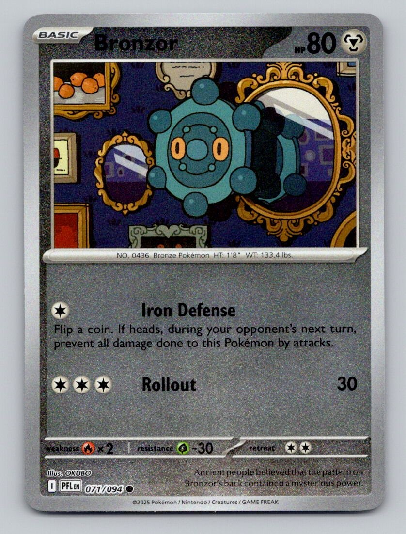 Reverse Holo Bronzor 071/094 Common Phantasmal Flames Pokemon