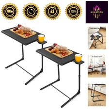 Stylish Adjustable TV Tray Table with Cup Holder - Perfect for Eating  Reading