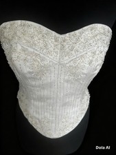 Stunning Vintage Ivory Silk Embellished Corset Size 10