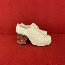 PIMP-02 Men's M White Platform Disco Pimp Mac Daddy Goldfish Heel Costume Shoes