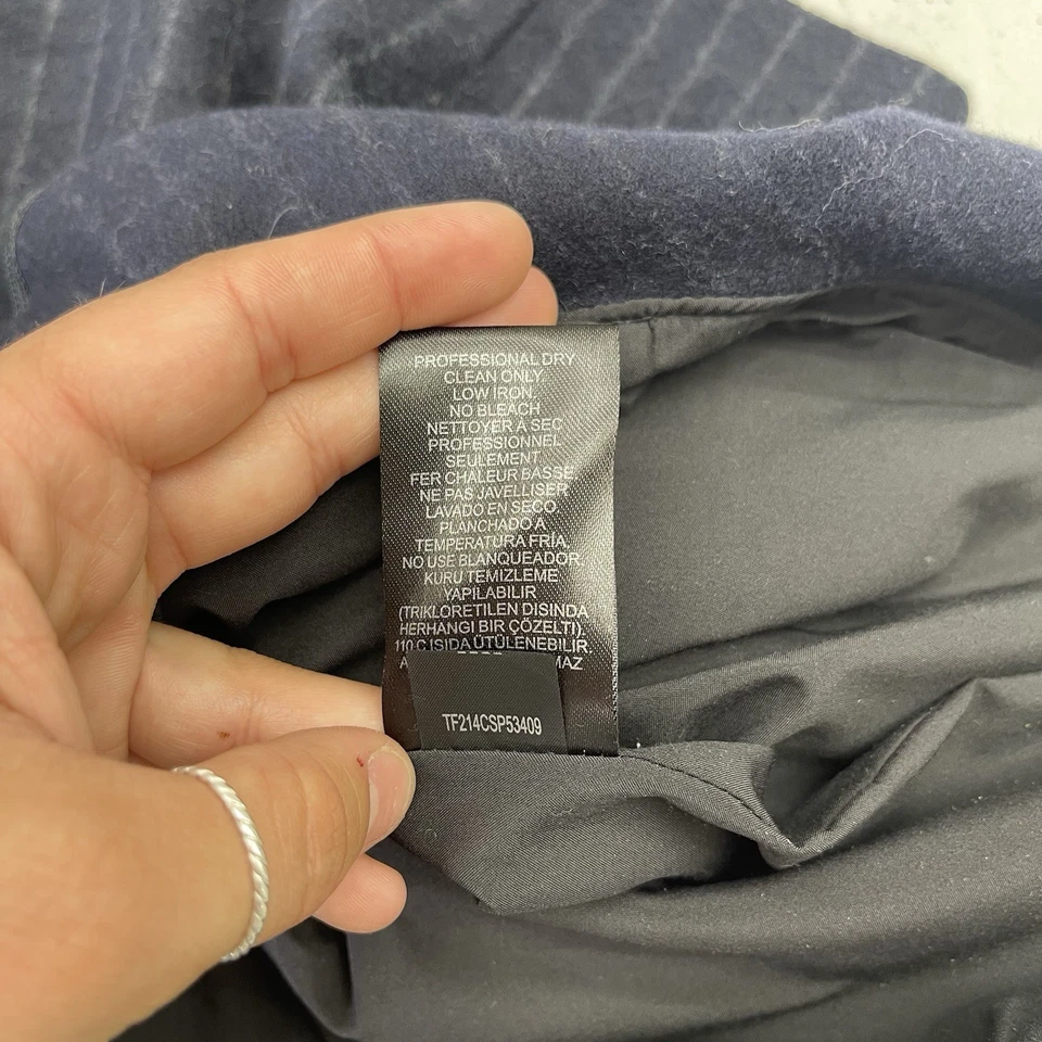 Tibi New York Navy Blue Stripe Wool Blend Ruffle Hem Skirt Women's Size 4 - Image 4 of 4