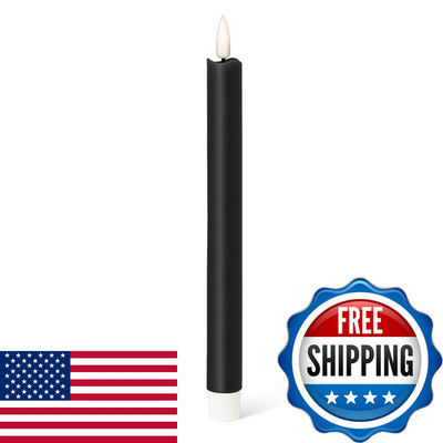 Abbott Collection Wax Led Flameless Taper Candle. Set Of 2 - Black 9.5 H