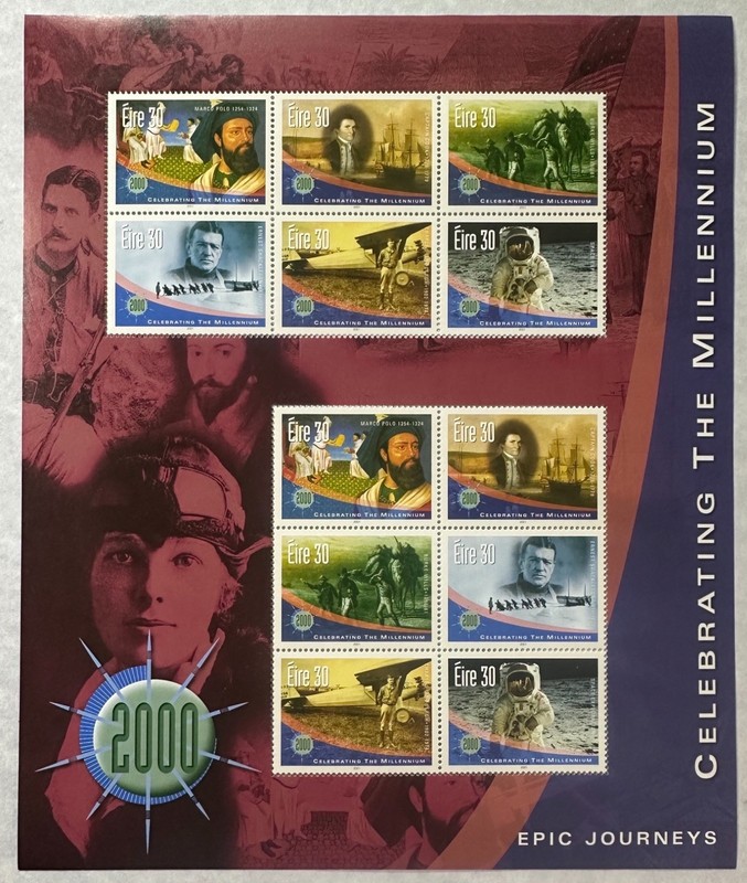 IRELAND  MILLENNIUM Beautiful Mint NEVER Hinged  sheet  Of 12  EPIC JOURNEYS