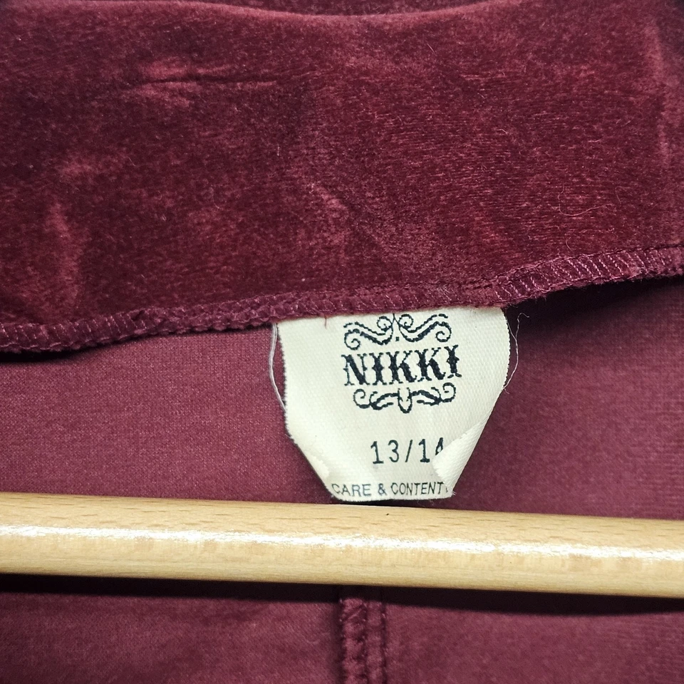 Blazer De Colección Nikki Mujeres Escolar Terciopelo Talla 14 Oficina Academia Preppy Borgoña Foto 3 de 4