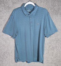Vineyard Vines Performance Polo Shirt Mens Size Large Green Blue Striped Stretch