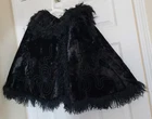 Antique Victorian Black Cape beaded velvet -like w fur trim as found