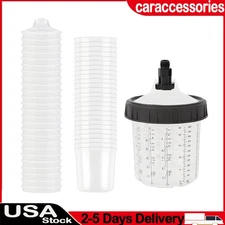 50Pcs Disposable Paint Spray Gun Cup Liners & Lid System 20oz (600ML) Cups