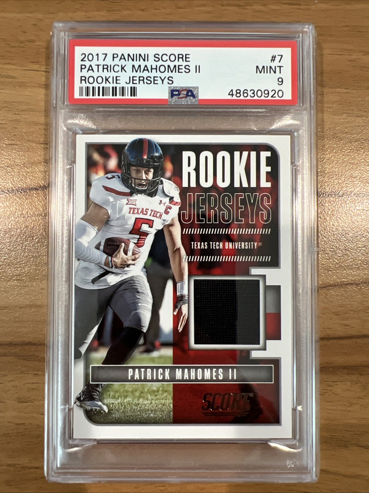 2017 Panini Score #7 Patrick Mahomes RC Rookie Jerseys PSA 9