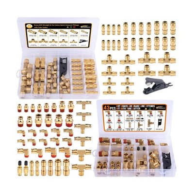 CheeMuii 78 Pcs Brass DOT Air Line Fittings Kit Push Lock DOT Air Fittings 2-...