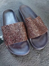 Papaya Rose Gold Sparkly Sliders Size 6 EU39