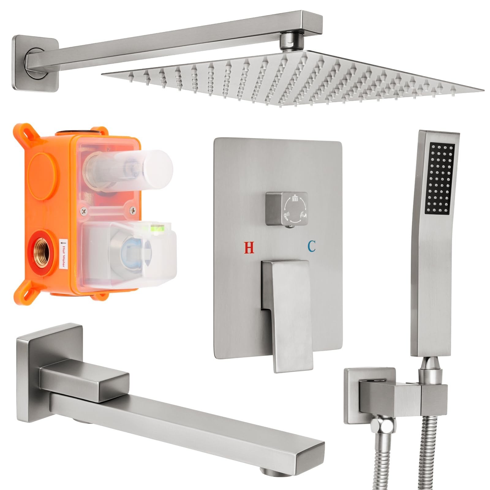 Shower Faucet Set, Stainless Steel Rain Shower System ...