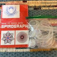 Vintage Spirograph Parts Lot 39 Pieces  Manual No. Kenner