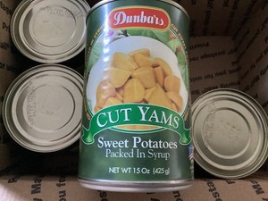10 cans of Dunbars Cut Yams In Syrup 15oz. BBD 2027 & 2028