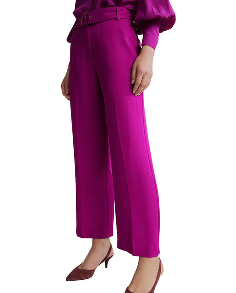 Witchery womens Belted Trouser pants size 12 cerise has pockets straight leg
