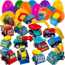 8 Pack Colorful Prefilled Easter Eggs Bulk with Toys - Mini Car Set Construction