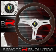Volante estilo madera oscura marco plateado manejo de control Jdm Newbie Chevy