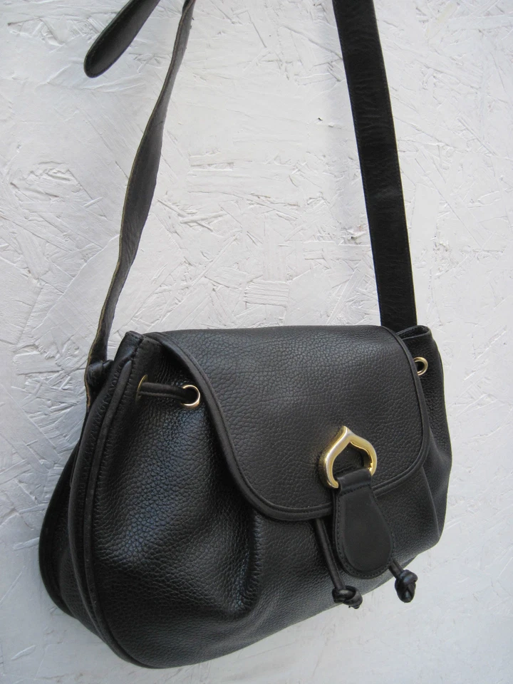 " LINEA 86 PELLETERIE " sac à main en cuir grainé mignon vintage bag - Photo 2/4