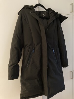 Sam Edelman Women Black Parka Coat Jacket Sz XS Hood Long Black Puffer EUC!  Down