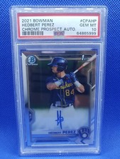 2021 Bowman Chrome Auto HEDBERT PEREZ PSA 10 Autograph card MILWAUKEE BREWERS