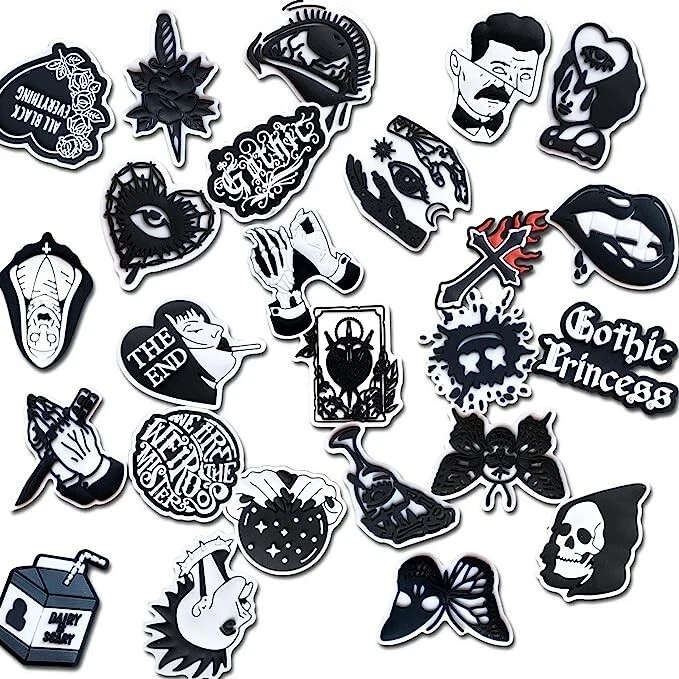 Goth Croc Charms 40Pcs Croc Charms Goth Theme Shoe Decoration Charms for  Clog ..