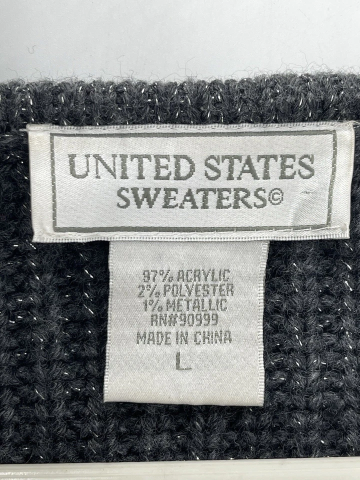 Suéteres de Estados Unidos Vintage Corbata Abierta Frontal Cárdigan Chaqueta Grande Gris Brillante Foto 3 de 4