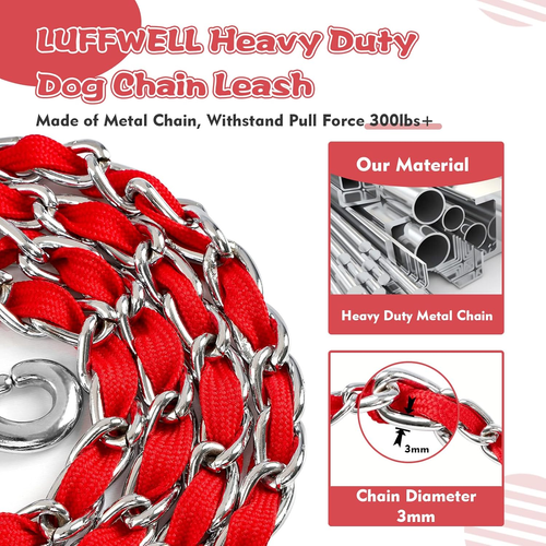 Chain Dog Leash Chew Proof, Metal Chain and Nylon Rope Pet Dog Leash with Padded - Picture 2 of 12