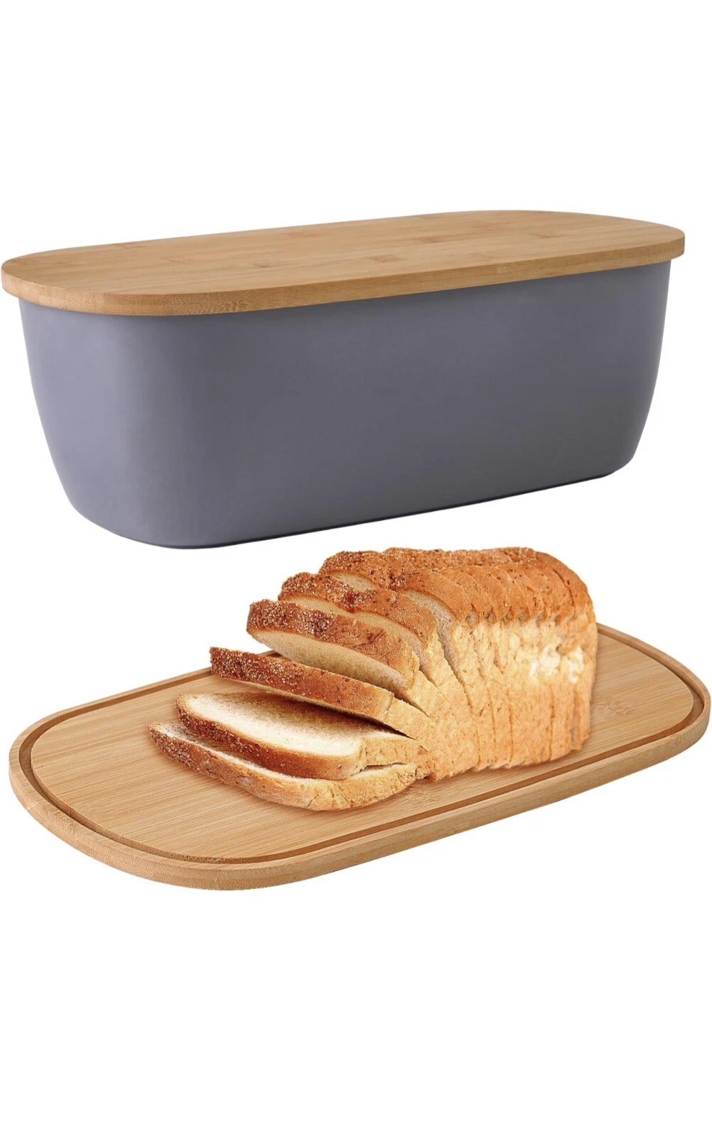 Bread Box with Cutting Board Lid Made with Bamboo Fiber 14.4x8.3x5.6
Opens in a new window or tab