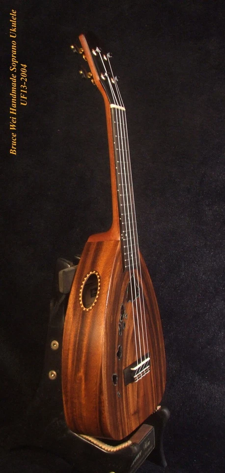 Bruce Wei Handmade Solid Acacia Soprano Ukulele, The Islands Soundhole UF13-2004 - Image 4 of 4