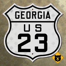 Georgia US Route 23 highway marker road sign Atlanta Macon Waycross 1926 12x12