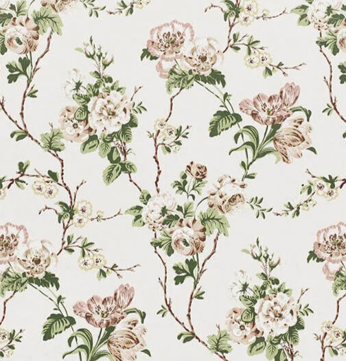 Schumacher Betty Chintz Quiet Pink Cotton Curtain Fabric - 4.8m