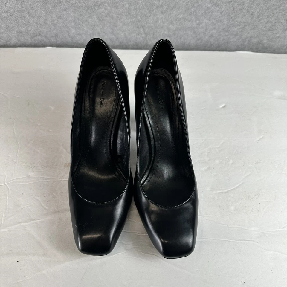 Massimo Dutti - Zapatos de salón Massimo Dutti de cuero negro con punta cuadrada - Talla 39 Foto 3 de 4