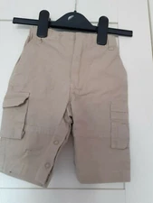 BOYS BEIGE CARGO COMBAT SHORTS SIZE 6 MONTHS FRENCH IMPORT