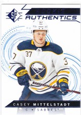 18/19 SP HOCKEY..CASEY MITTELSTADT..ROOKIE AUTHENTICS BLUE..CARD # 140..SABRES