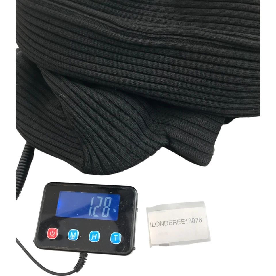 Vestido Suéter Bebe Cuello Alto Para Mujer S Negro Acanalado Tejido Midi Manga Larga Nuevo con Etiquetas Foto 4 de 4