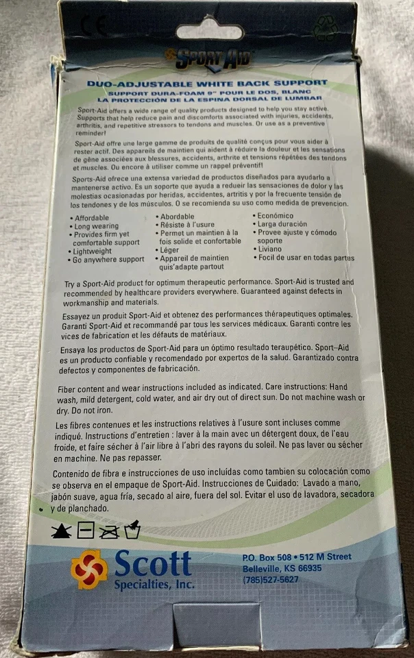 Sport Aid - Soporte Espalda Blanco Ajustable DUO MD/LG Foto 2 de 2