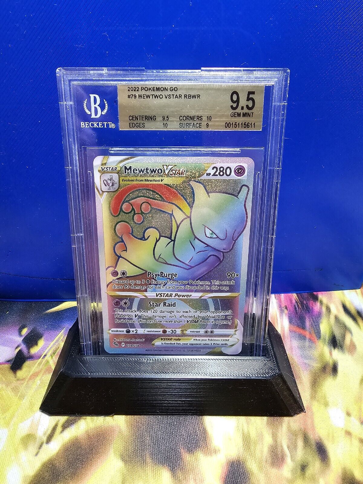 Mewtwo VSTAR 2022 Pokemon GO #31 Full Art Holo (PSA 9)