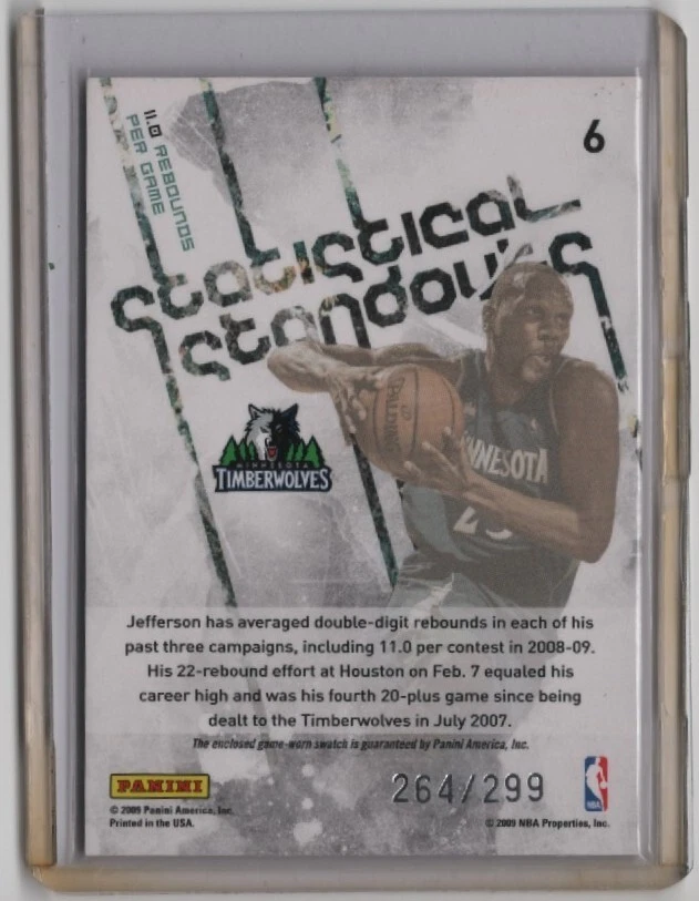 2009-10 Rookie & Stars Statistical Standouts #6 Al Jefferson Patch #/299 - Image 2 of 2