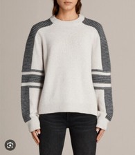 Image of NEW All Saints Harley Crew Neck Jumper Porcelain/Grey Size M