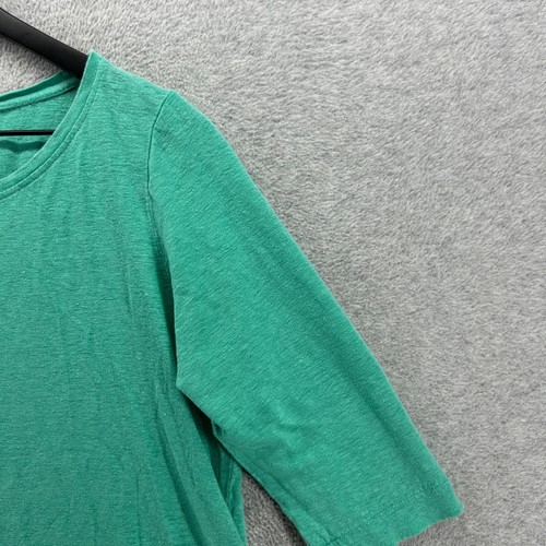 Eileen Fisher Blouse Womens Size Medium Petite Green 3/4 Sleeve 100% Linen - Picture 3 of 11