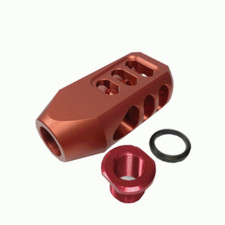 Red Color 1/2x28 Thread Muzzle Brake w/ Thread Converter Aluminum For 350 Legend