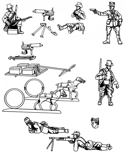 HAT WWI BELGIAN HEAVY WEAPONS  1:72 SCALE Figures Kit  8291    1  Sprue