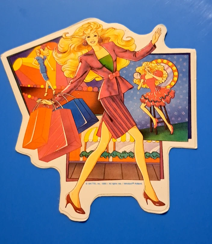 Barbie Shopping Star sticker Mattel 1990 Introduct Holland vintage
