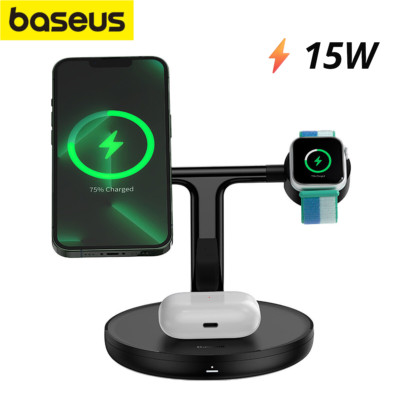 Baseus 3in1 Kabelloser Ladegerät Ständer Ladestation für iPhone Apple Watch